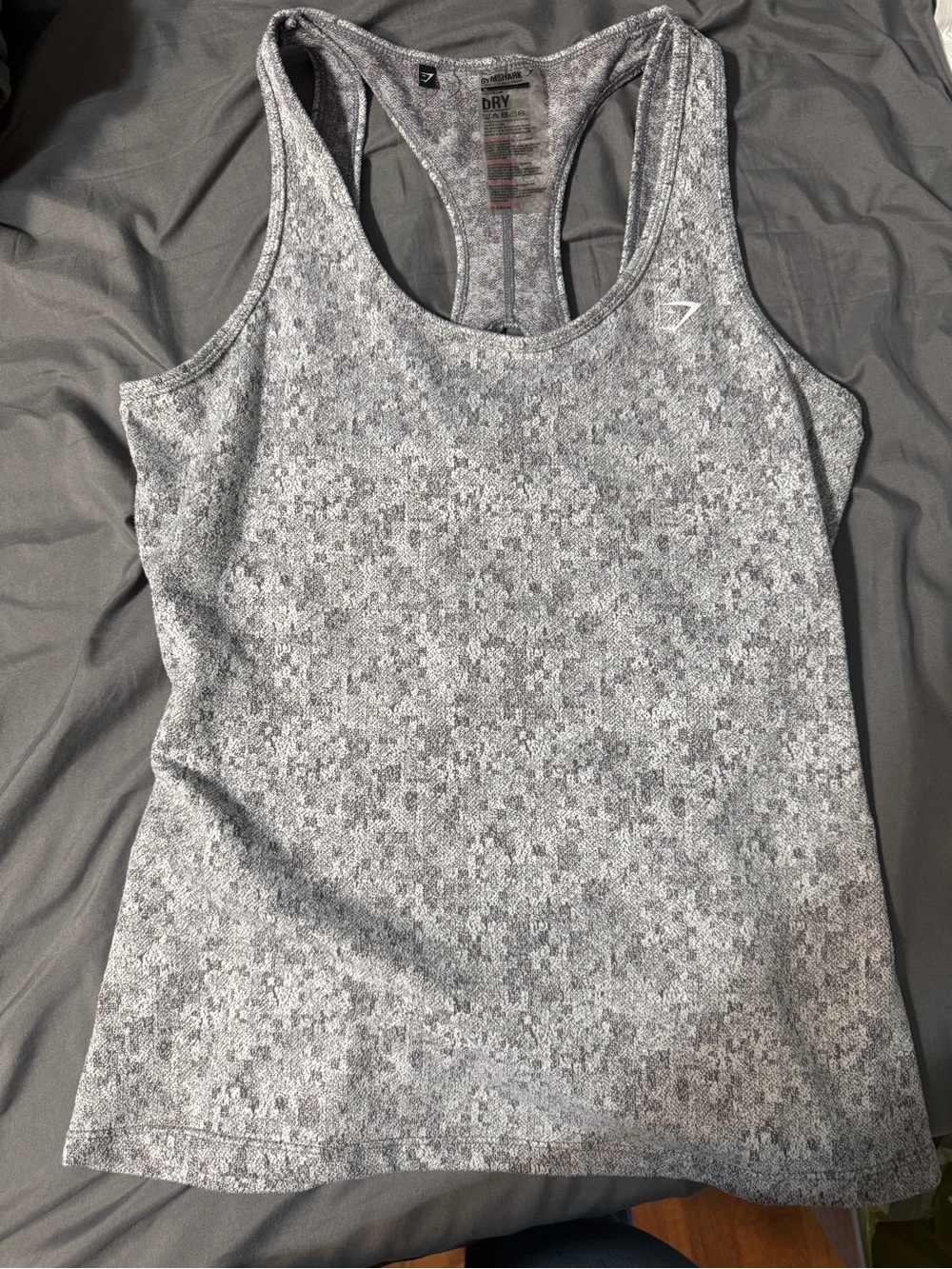 Gymshark Heather Gray Racerback Tank - Light Gray Print